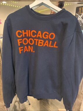 Obvious Shirts Medium Chicago Football Fan Navy Crewneck Sweater